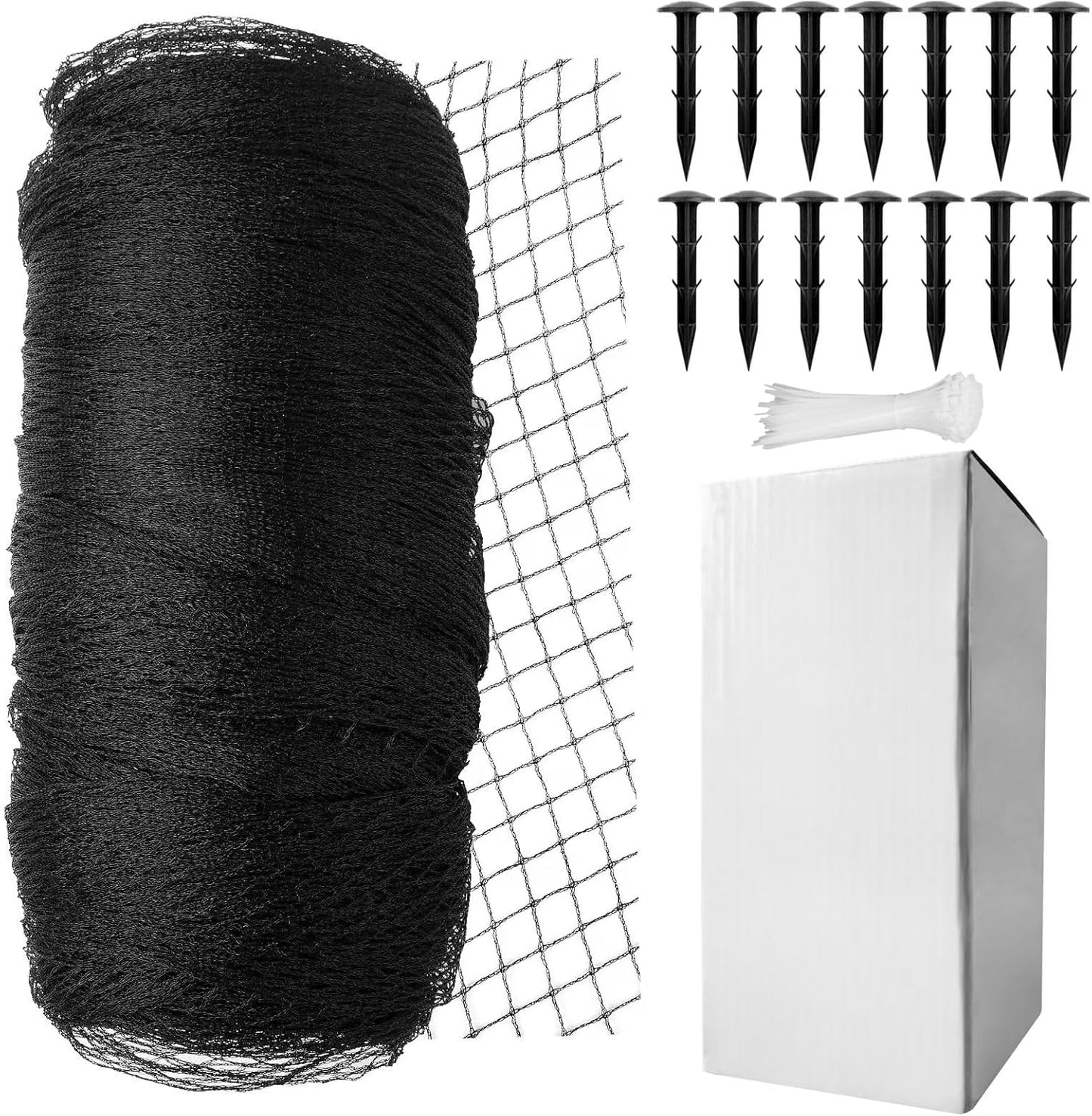Koi Fish Pond Netting Shield 20ft x 30ft, Black Heavy Duty Pool Leaf net Cover, Protects Garden Pond from Heron,Birds,Cats & Predators Away, Durable & Stakes Included (Black)