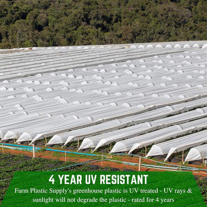 Farm Plastic Supply - String Reinforced 4 Year UV Resistant 10 mil White Greenhouse Plastic Sheeting - 4 Year UV Resistant Polyethylene Greenhouse Film, Hoop House Green House Cover (20' x 30')