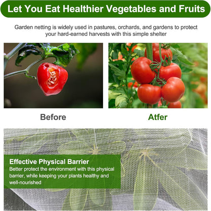 Garden Netting, Jevrench Durable Ultra Fine Garden Netting, Garden Plant Cover Row Cover Makes Plants, Vegetables, Fruits, and Flowers Grow Better (10ft x 35ft)