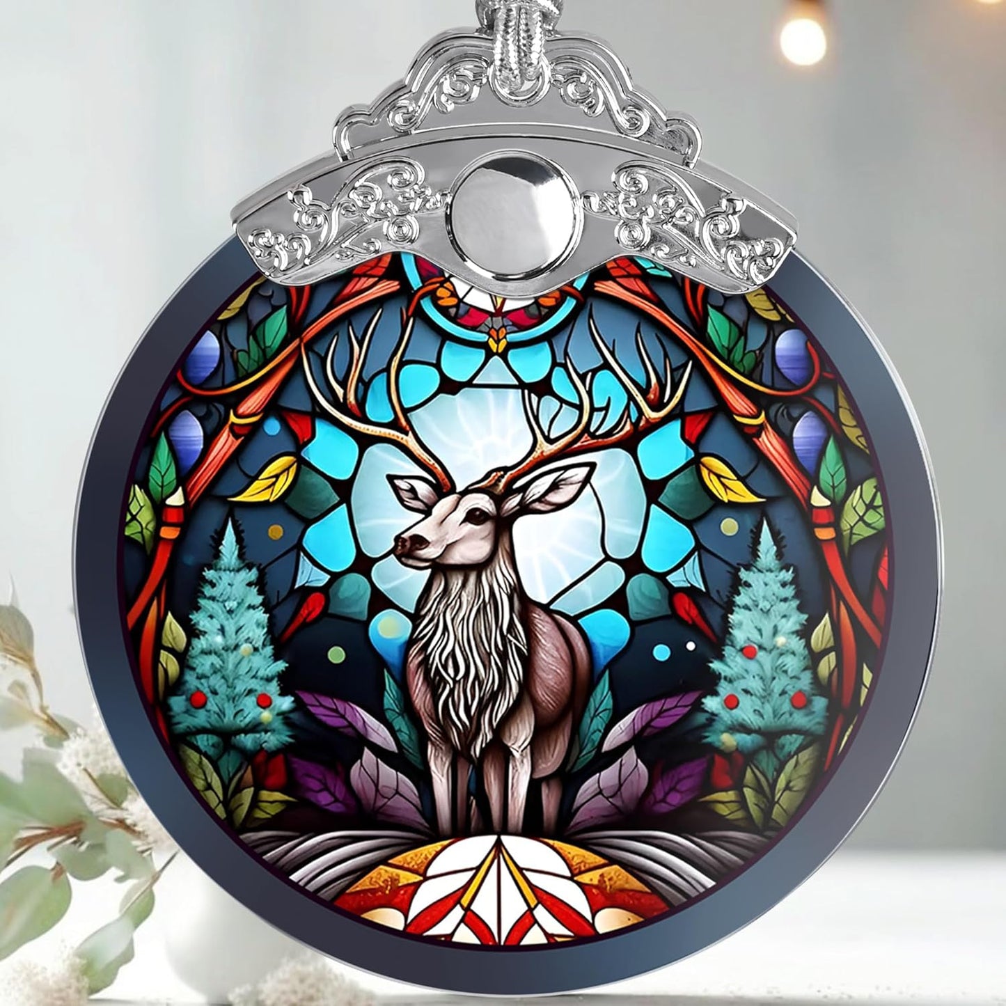 Deer Christmas Ornaments, Deer Decor Christmas, Deer Christmas Tree Decorations, Stained Glass Ornament, Gifts for Deer Lovers, Holiday Decorations and Xmas Gifts Ideas
