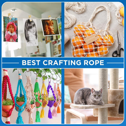 TECEUM Cotton Rope 3/16” (5 mm) – 100 FT – Strong All-Purpose Braided Rope – Natural Cotton – for Crafting, Сamping, Clothes Line, DIY, Indoor & Outdoor Use – Lavander