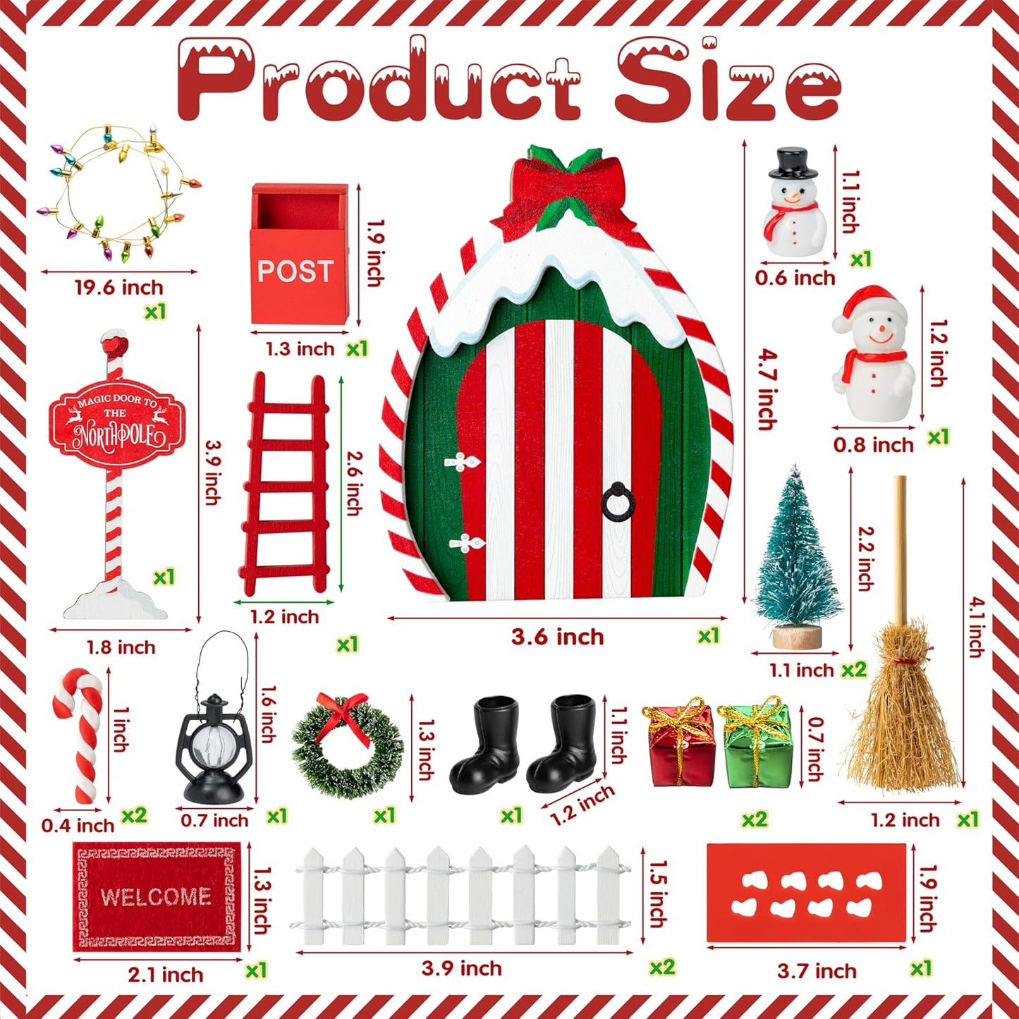 Haooryx 22Pcs Christmas Magic Wooden Miniature Fairy Doors Accessories, Christmas Elf Magic Door for Wall Fairies Magical Door Decoration Christmas Party Outdoor Xmas Decor (Bow Tie)