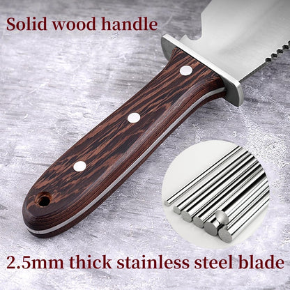 Hori Hori Garden Knife, Garden Tools with Sheath for Weeding,Planting,Digging, Stainless Steel Blade with Cutting Edge, Full-Tang Wood Handle with Hanging Hole
