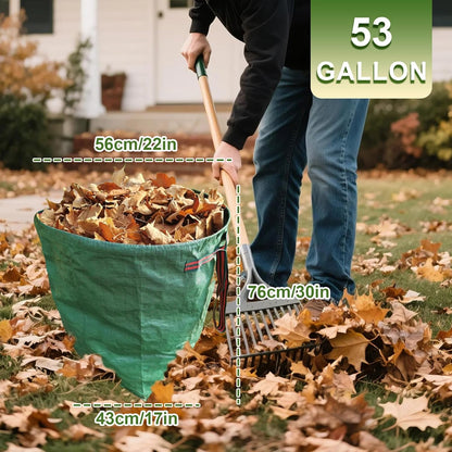 Garden Bags for Debris, 2-Pack 53 Gallon Lawn and Leaf Bags, Large Dustpan-Type Lawn Bag for Collecting Leaves, Reusable Yard Waste Bags, Leaf Bag for Party, Laundry, Camping & Yard Waste Loading
