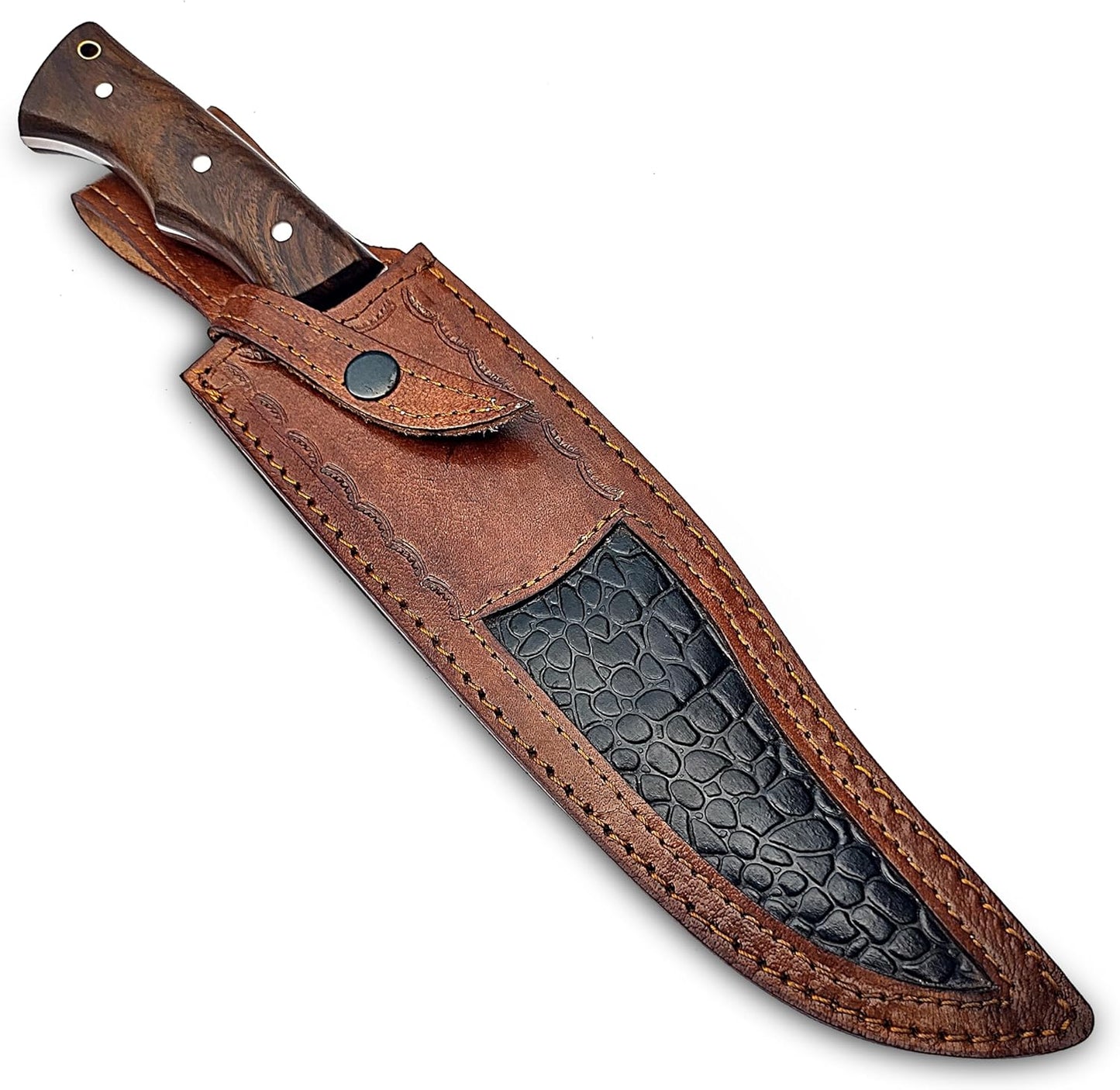 Handmade D2 Steel 14 Inch Full Tang Bowie Knife with sheath, Hunting knife with Wood Handle and steel Guard Ideal for Bushcraft, Camping, Survival, Hunting & outdoor use