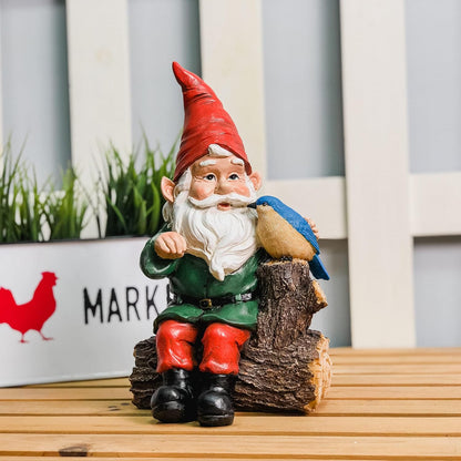 TZSSP Outdoor Gnome Statue Decoration Garden Statue Hand-Painted Statue with Bird Statue for Patio,Lawn,Garden Decoration