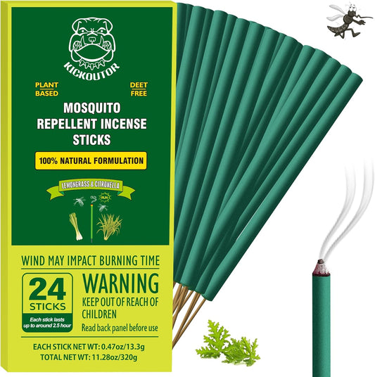 KICKOUTOR® Mosquito Repellent Outdoor Patio 24 PCS Natural Citronella Incense Sticks DEET Free