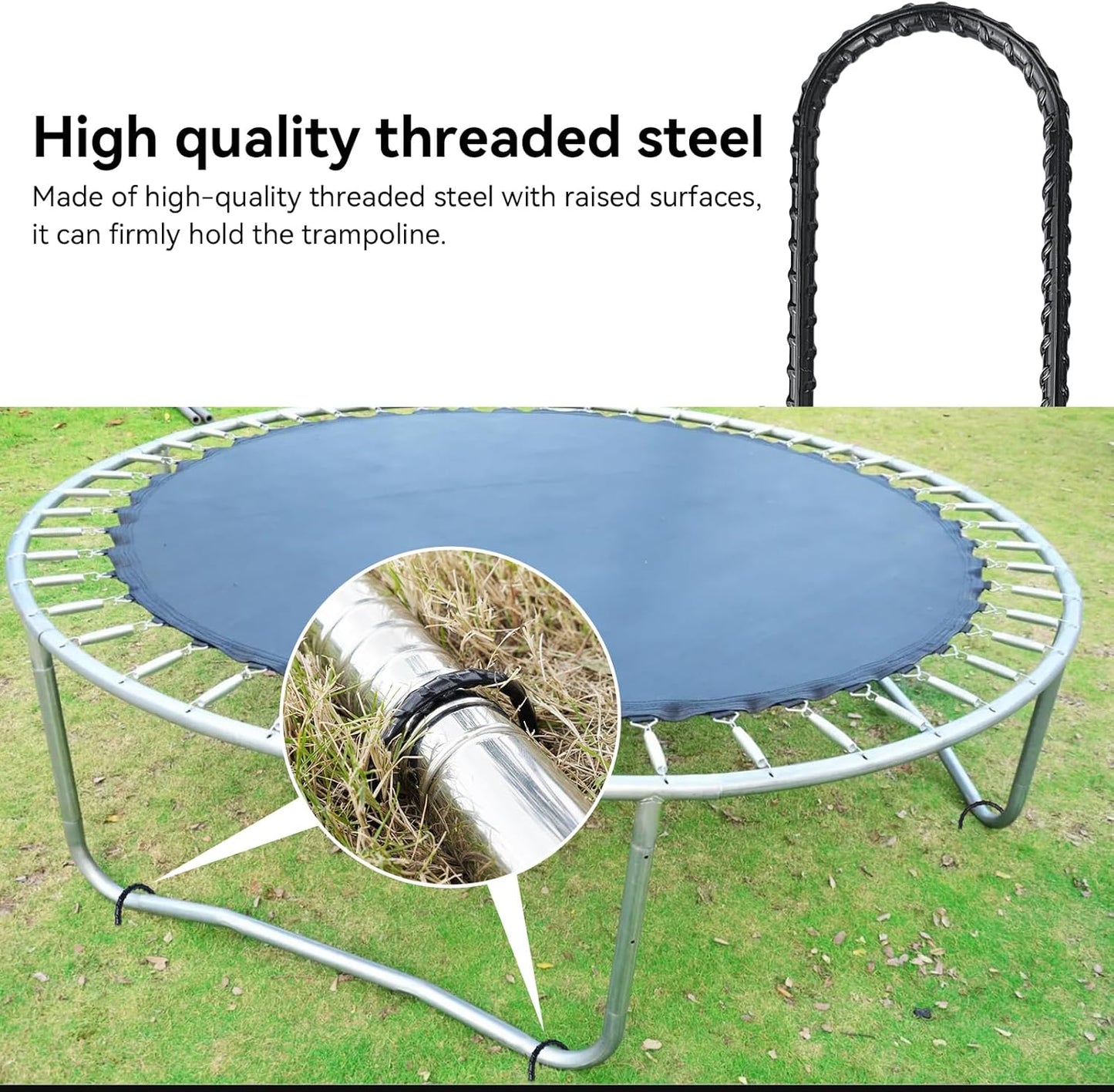 12-Inch Trampoline High Wind Stakes Heavy Duty Ground Anchors U Rebar Stakes for Trampoline, Dog Fence (24 Pack)