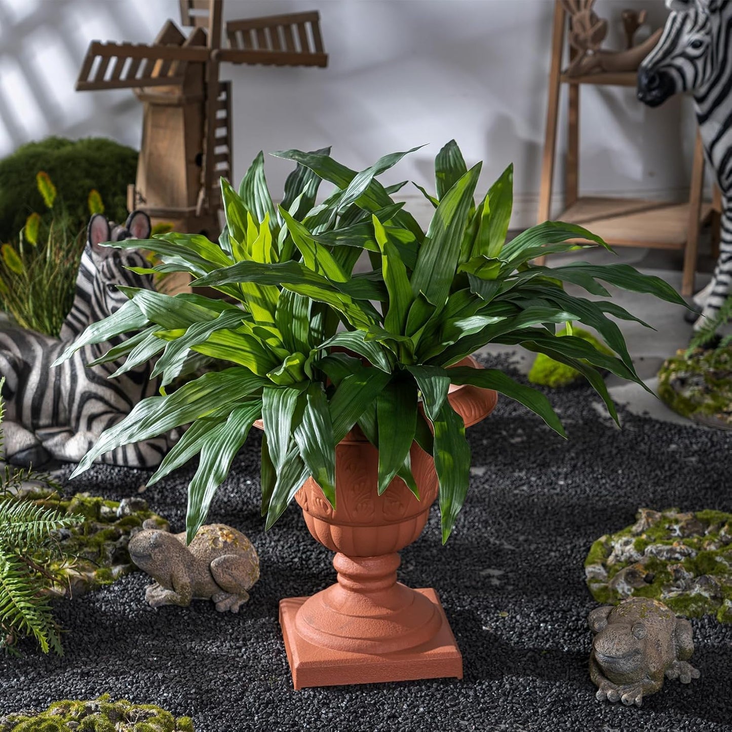 4 Pcs Artificial Greenery Stems Dracaena Faux Branches Artificial Plants Realistic Fake Dracaena Greenery Realistic Plants for Indoor Outdoor Porch Patio Home Office Living Room Decor (Green)