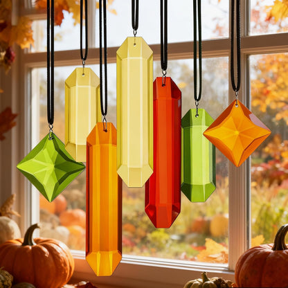 HDCRYSTALGIFTS 7PCS Crystal Prisms Suncatcher for Window Hanging, Rainbow Hanging Crystal Sun Catchers Indoor Window, Home Garden Christmas Decorations (Season Design)