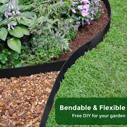 6-Pack 8 inch Black Metal Landscape Edging, Metal Garden Edging Border with 6 Clips,40 Inch Steel Landscape Edging for Yard, Garden, Lawn