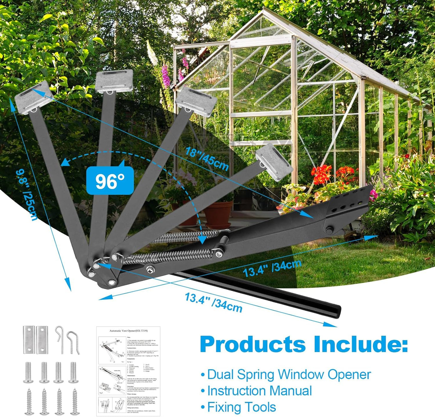 Greenhouse Vent Automatic Opener Greenhouse Accessories Window Opener Auto Vent Kit Sensitive Gardening Tools Automatic Greenhouses Supplies Solar Heat Sensitive Lifts 33lbs (4, Coal Black)