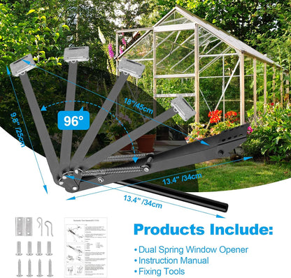 Greenhouse Vent Automatic Opener Greenhouse Accessories Window Opener Auto Vent Kit Sensitive Gardening Tools Automatic Greenhouses Supplies Solar Heat Sensitive Lifts 33lbs (4, Coal Black)