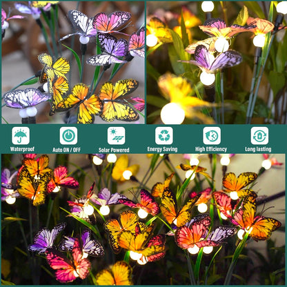 TONULAX Solar Garden Lights - Swaying Butterfly Light, Swaying in The Wind, Solar Outdoor Lights, Yard Patio Pathway Decoration, High Flexibility Iron Wire & Realistic Butterflies(4 Pack)