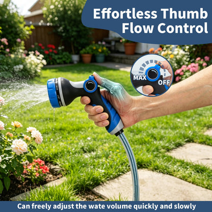 Garden Hose Nozzle with Adjustable 10 Spray Patterns, Thumb Control Ergonomic Hose Sprayer Nozzle
