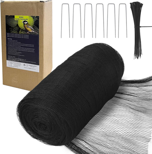 Bird Netting for Garden - 13 x 16.4 FT Heavy Duty Anti Bird Netting Mesh with Ties and Landscape Staples for Vegetable, Fruit Trees & Other Plants, Lasting Against Birds Deer Squirrels and Poultry