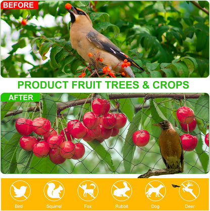 Windyun 2 Pcs Bird Netting 50' x 100' Bird Net Chicken Coop 2.4" Mesh Heavy Duty Deer Fence Aviary Net Reusable Fruit Tree Poultry Barrier for Garden Protection Vineyard Against Hawk Squirrel, Black