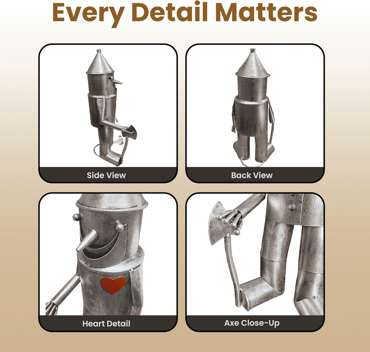 Tin Man Outdoor Statue – Whimsical Metal Yard Decor for Lawn or Patio – Unique Weatherproof Ornament – Giftable Sculpture for Outdoor Enthusiasts