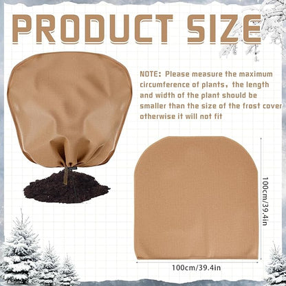 6 Pcs Winter Plant Covers Freeze Protection Reusable Plant Protector Bag with Drawstring Warm Shrubs Cover Frost Protection Planting Jacket Bags for Outdoor Garden, Brown (39.4 x 39.4 Inch)