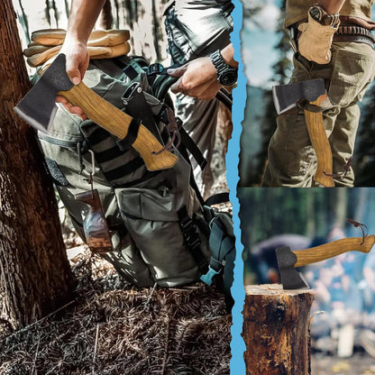 Prandi Segurin Hatchet 88 lb - Hickory Handle 11in with Leather String - Ideal for Camping, Travel and Bushcraft - Made in Italy