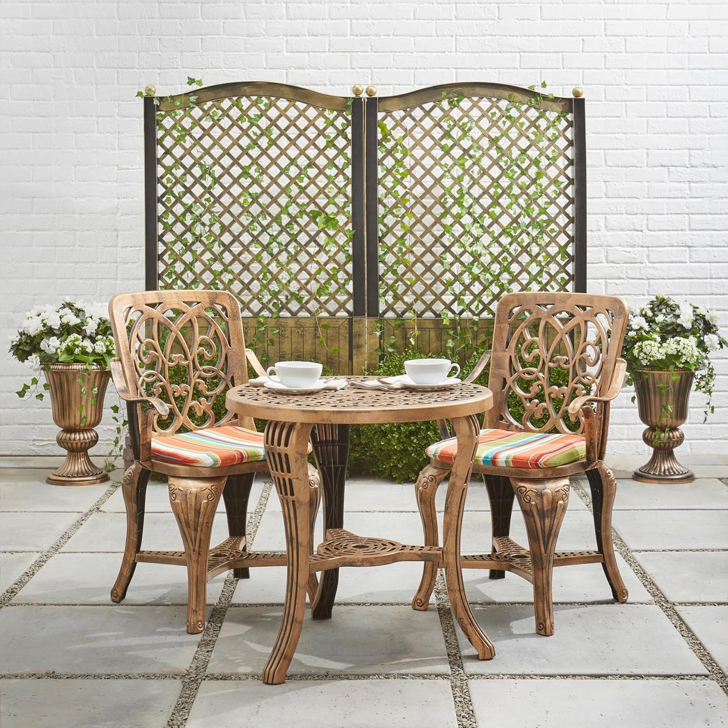 BrylaneHome Outdoor Weatherproof Polypropylene Set of 2 Trellis Fence for Climbing Plants Garden 54" H - White