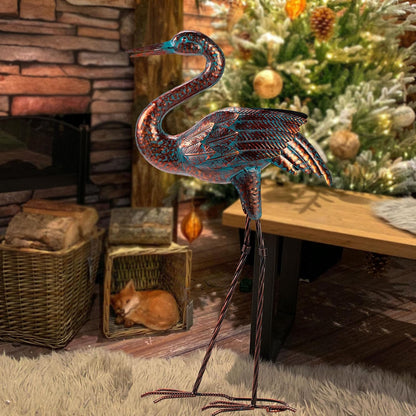 Natelf Garden Crane Statues for Outdoor Standing Patina Heron Decoy Yard Sculptures, Metal Bird Art Ornaments for Patio Lawn Pond Backyard Decorations