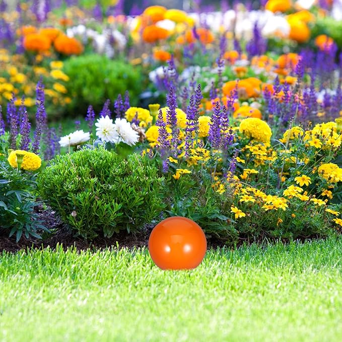 LOGOFUN Stainless Steel Gazing Ball Reflective Garden Ball Garden Yard Mirror Ball Reflective Mirror Ball for Outdoor Decorations - Orange (120mm)