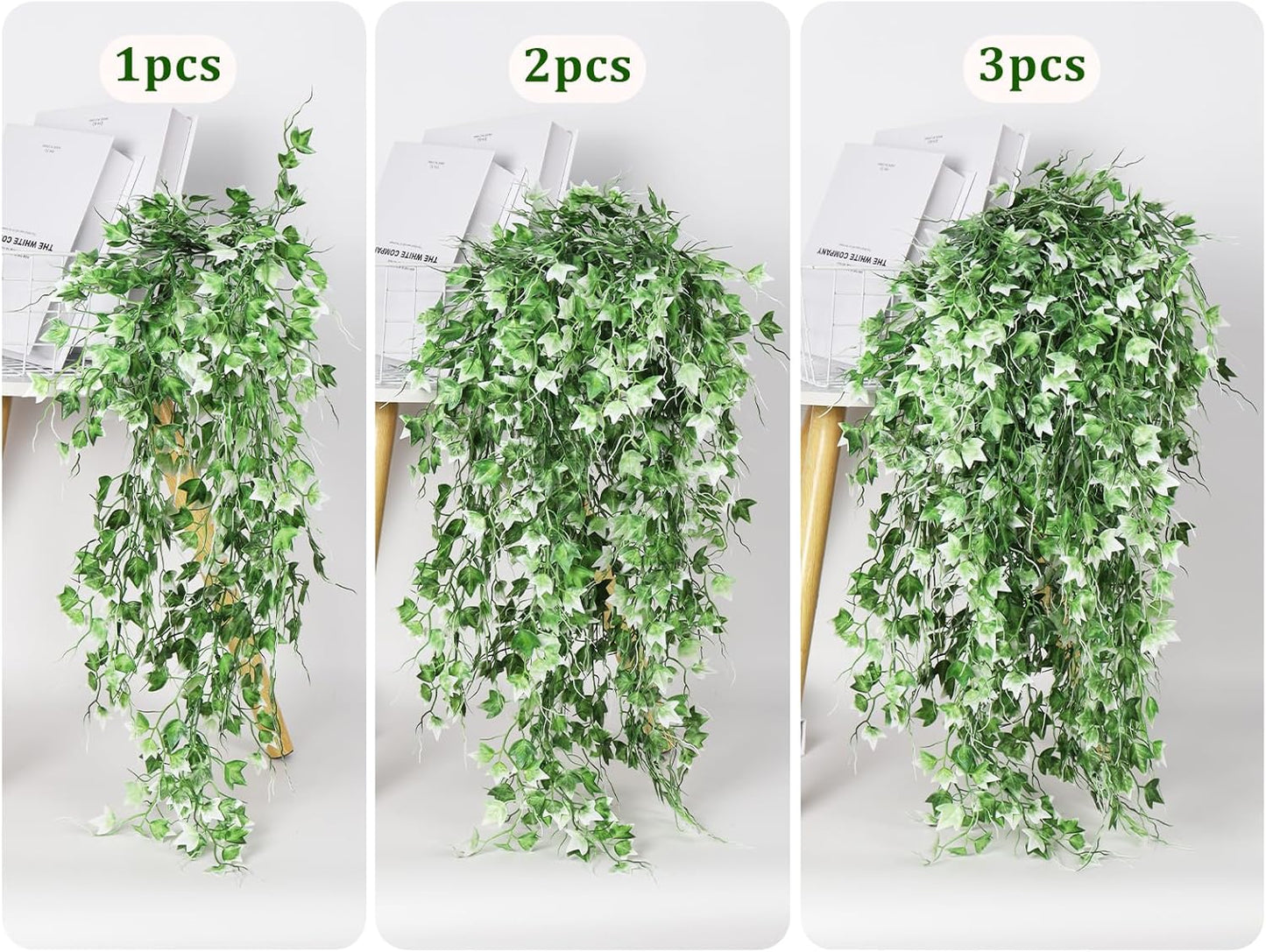 RECUTMS Artificial Hanging Plant - Faux Ivy Vine With White UV Resistant Leaves for Room, Office, Wall Decor (White)