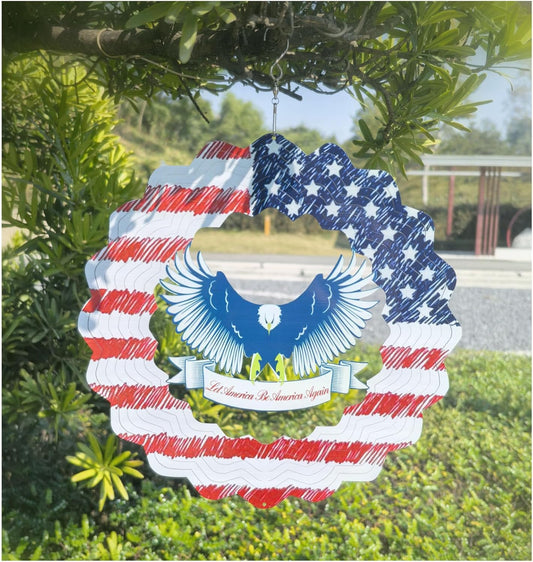 Eagle Wind Spinners for Yard and Garden American Flag Kinetic Wind Spinner Fourth of July Independence Day Party Decorations for Indoor Outdoor 3D Effect Patriotic Wind Spinner