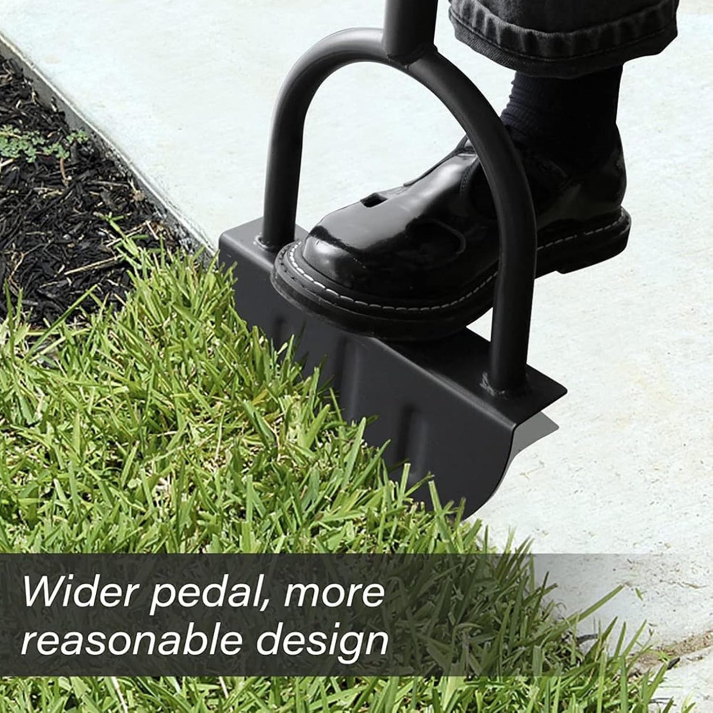 Lawn Edger Tool, Manual Grass Edger, Saw Tooth Garden Edger Hand with Long Handle, Manual Edger, Half Moon Edger for Yard, Garden, Landscaping, Sidewalk, Cable Burying