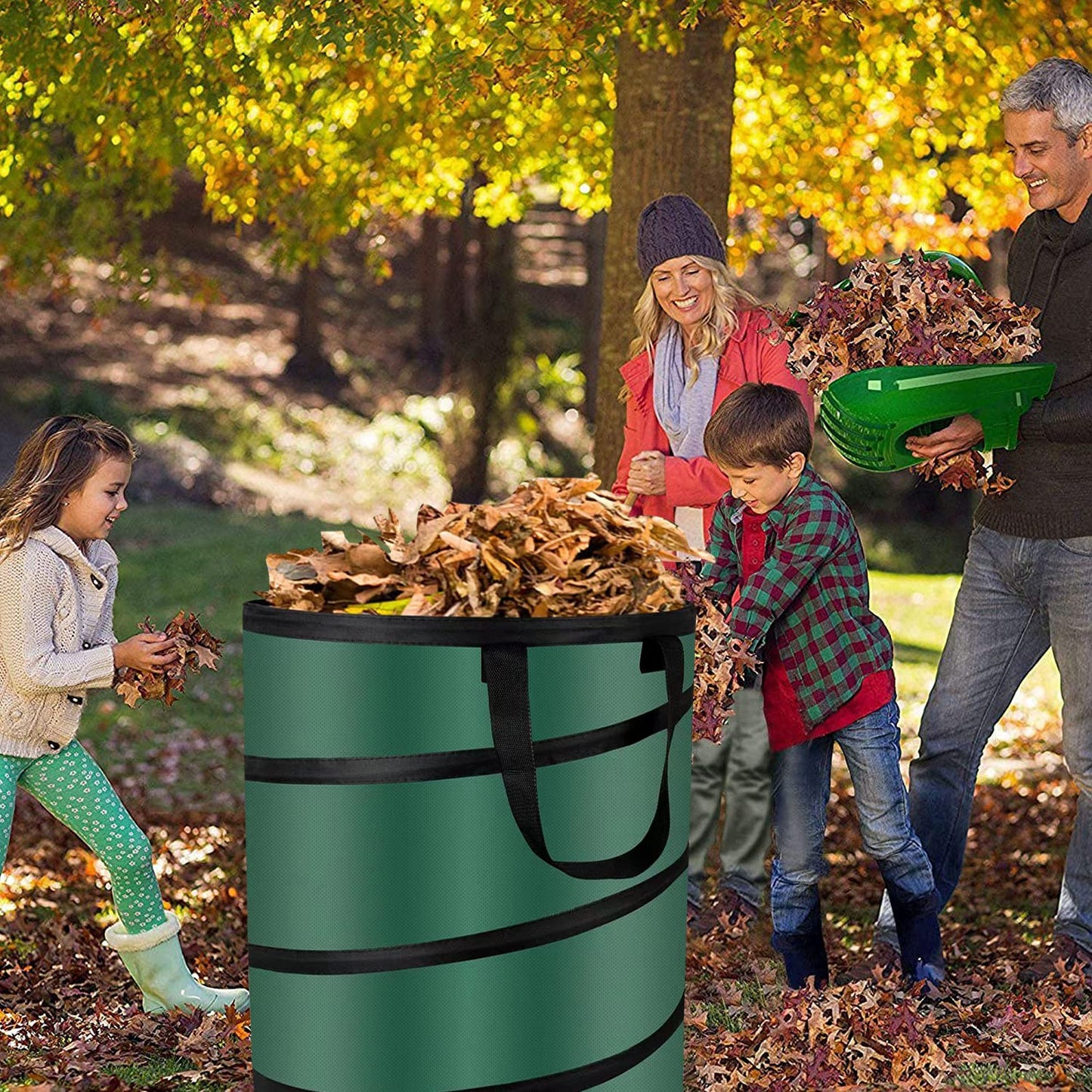 Camping Trash Can, Pop Up Trash Can/Recycle Bin, Foldable Garbage Can Camping for Gardening, Camping and Home Storage Etc(green10gallons)