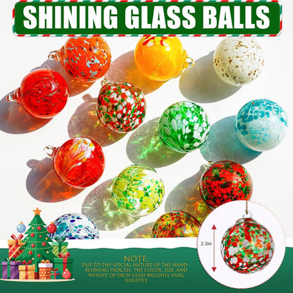 Hand Blown Glass Gazing Balls for Garden Hanging Friendship Balls Christmas Ball Ornaments for Xmas Tree Decoration (Red - C)