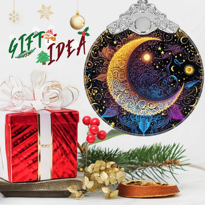 Stained Glass Ornaments - Sun and Moon Christmas Ornaments - Christmas Decorations for Tree - Holiday Present Ideas - Gift Exchange