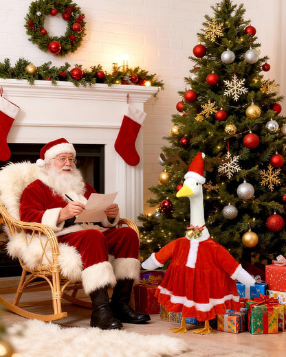 Christmas Porch Goose Outfits - Red Santa Claus Custome for 23 inch Porch Goose, Christmas Outdoor Decor for Lawn, Yard & Garden