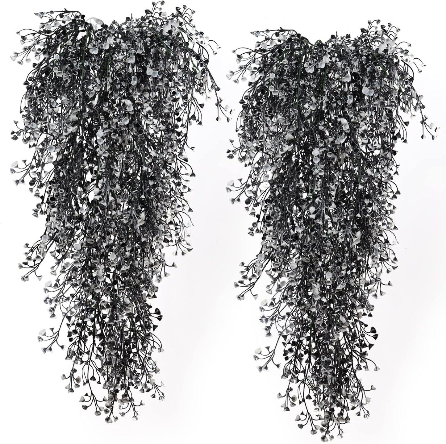 RECUTMS Artificial Hanging Plants 4 Pcs Fake Ferns Artificial Plants Large Faux Hanging Plant Wall Plants Fake Ivy Room Home Garden Wedding Halloween Party Indoor Outdoor Decor(Black White)