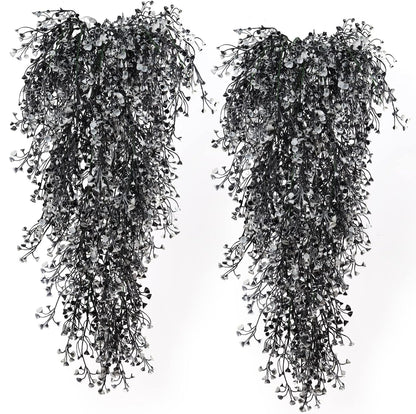 RECUTMS Artificial Hanging Plants 4 Pcs Fake Ferns Artificial Plants Large Faux Hanging Plant Wall Plants Fake Ivy Room Home Garden Wedding Halloween Party Indoor Outdoor Decor(Black White)