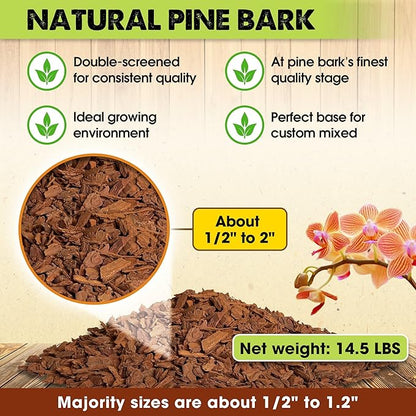 DUSPRO Recycle Orchid Bark Bulk, Fine Orchid Bark for Plants, Optimal Texture Bark for Orchids, Ideal Wood Chips for Plants, Plant Bark for Potting, Bark Soil for Plants (26qts, Standard Bark)