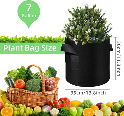 7 Gallon Garden Grow Bags, 60 Pack 7 Gal Planter Fabric Pot, Nonwoven Grow Bags Heavy Duty Aeration Fabric Pots with Handles, Garden Planters for Vegetables Flowers (7 Gal)