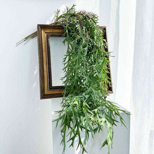 3 Fake Hanging Plants of Lambs Ear Stems with Roots, 47.24 inch Faux Hanging Greenery Plastic Plants for Party Home Office Farmhouse Greenery Wall, Ceiling, Bathroom, Porch Spring Decor