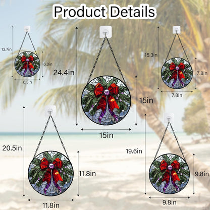 Stained Glass Window Hanging - Purple Gem Christmas Wreath Suncatcher for Doors Home Christmas Decoration Winter Sun Catcher Thanksgiving New Year Birthday Gifts for Women Mom Nana 11.8 in