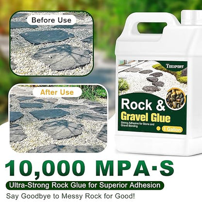 Teexpert 1 Gallon Rock Glue for Landscaping – Strong Pea Gravel Binder & Stone Adhesive for Walkways, Yards, Patios, and Decorative Driveway Edges
