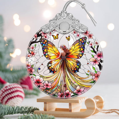 Stained Glass Suncatcher Ornament - Fairy Christmas Decorations - Christmas Ornaments for Tree - Holiday Present Ideas - Gift Exchange