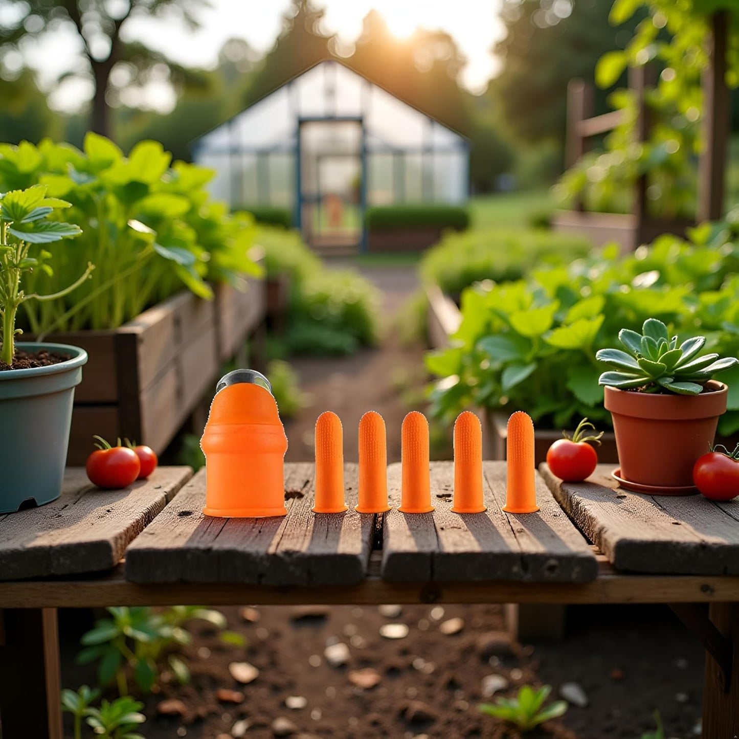 Orange Silicone Thumb Cutter Set, Separator Finger Plant Fruit Picking Tool,Fruit and Vegetable Picking Potted Plants Trim Silicone Thumb Tool for Strawberry Vegetables Garden Plants Gardening Aprons