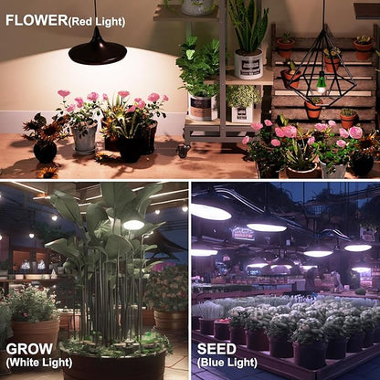 ORALUCE LED Grow Light Bulb 4 Modes, 60 Watt Equivalent Grow Bulbs for Indoor Plants E26 Base, A19 Plant Light Bulb for Seed Starting, Growth, Flower, Vegetables, Non-Dimmable, 1 Pack