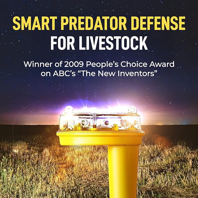 Solar Foxlights Predator Deterrent with LED Flash – Night Wildlife Repeller for Chickens, Ducks, Goats, Gardens, Farms, Crops & Vineyards – Professional Rancher & Farmer Trusted Protection Light