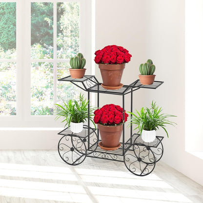 Sorbus® Garden Cart Stand & Flower Pot Plant Holder Display Rack, 6 Tiers, Parisian Style - Perfect for Home, Garden, Patio (Black)