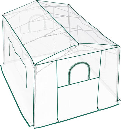 8.7'x 6.6'x 7' Small Walk-in Greenhouse for Outside & Indoor with 2 Roll-up Zipper Doors, 4 Ventilated Mesh Windows, Patio Plant Gardening Greenhouse for Backyard
