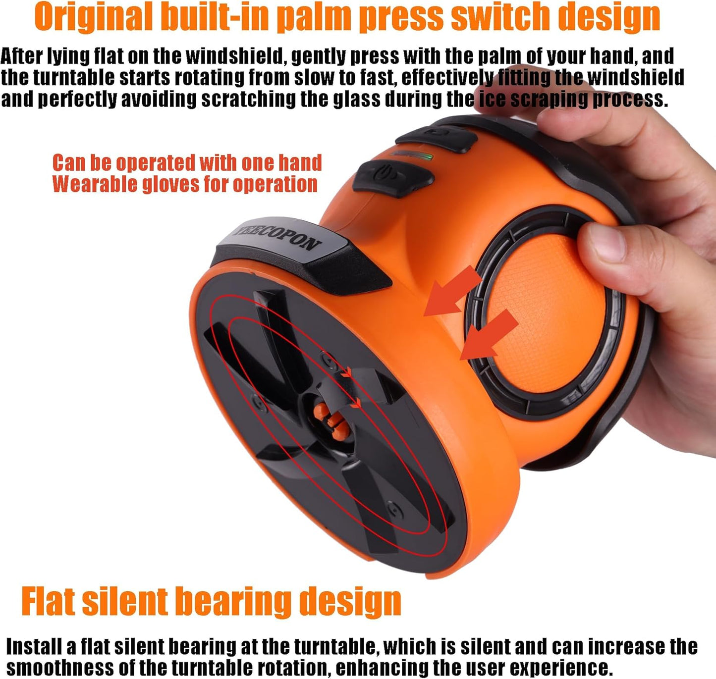 3-in-1 Electric Ice Scraper for Cars & Home – Cordless Handheld Defroster, Cleaner & Polisher, 500 RPM Motor, 2000mAh Battery, Type-C Charging, Lightweight & Portable