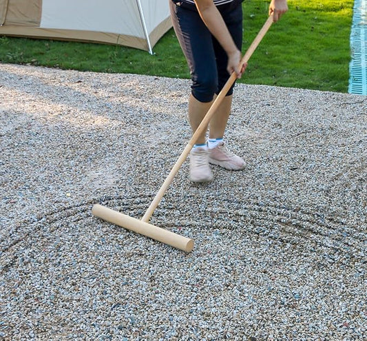Large Zen Garden Smoother Tool - Outdoor Big T-Shaped Japanese Garden Rake 48" L Handled Rock Sand Gravel Garden Zen Pattern Eraser Tool Meditation Wooden Full Size Zen Rake Accessories Zen Gifts