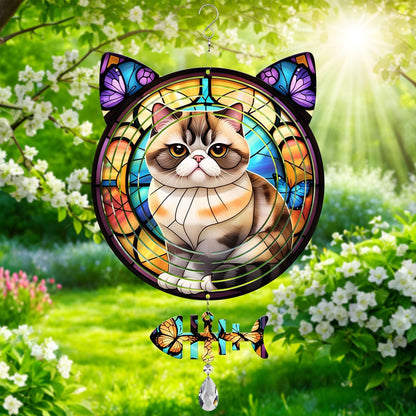 Exotic Shorthair Cat Wind Spinner, Exotic Shorthair Cat Wind Spinner Hanging for Yard and Garden